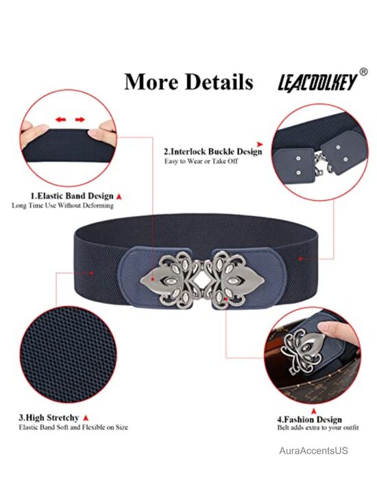4 Pack Wide Elastic Waist Belt for Dress Plus Size Vintage Stretch Belt 2.36\